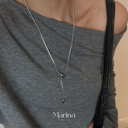 小众高级感蛇骨锆石长款项链配饰 冷淡风可抽拉毛衣链y型大衣卫衣