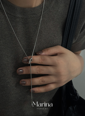 极简打结长款项链小众ins抽拉可调节毛衣链设计高级感简约水手结
