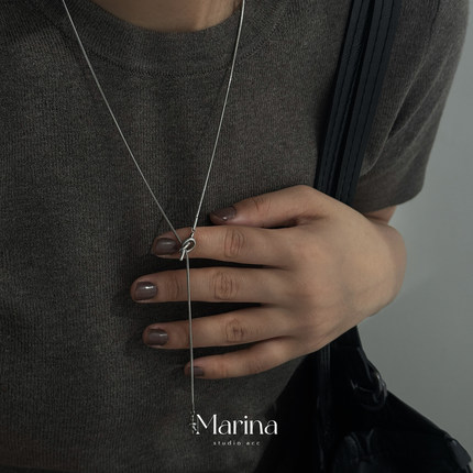 极简打结长款项链小众ins抽拉可调节毛衣链设计高级感简约水手结