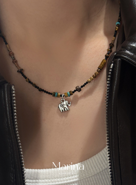 巴恩风新中式复古氛围感【梦幻岛小象】项链高级感颈链925银男女