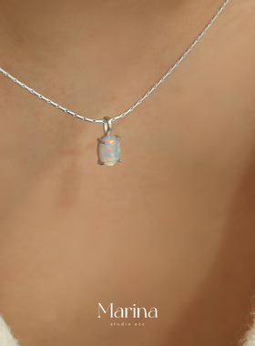 【落入人间】火彩欧泊项链通体s925纯银小众设计高级感冷淡风女