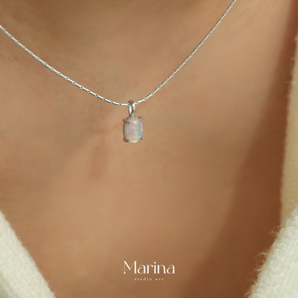 【落入人间】火彩欧泊项链通体s925纯银小众设计高级感冷淡风女