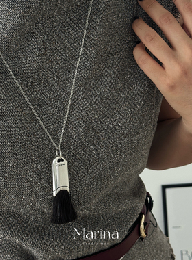 【高品版】Lema车静媛同款 流苏马鬃毛刷吊坠长项链挂链毛衣链女