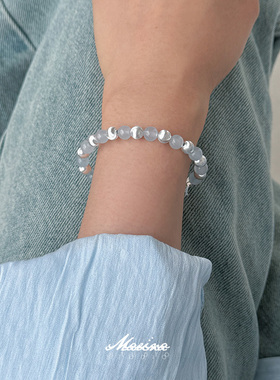 蓝宝石猫眼石串珠手串