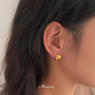 清冷感缠绕水滴耳钉 通体s925纯银大光面耳环女