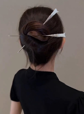 新中式木兰花发簪国风盘发簪子发钗汉服旗袍气质步摇钗子发饰女