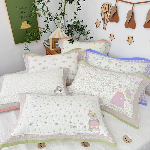 新款纯棉纱布枕巾一对装