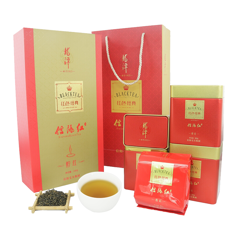 龙潭茶叶礼盒信阳240g一级醇红