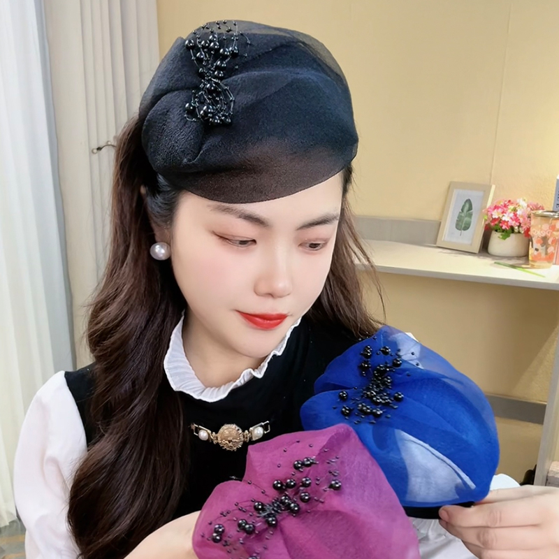 薄款网纱遮白发半帽时尚洋气2025新款夏季发卡头箍宽边发箍女头饰