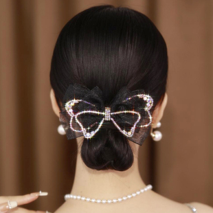 气质蝴蝶结发饰女高级感时尚 洋气一字夹夹子头饰发卡发夹女后脑勺