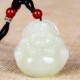 和田色玉佛吊坠羊脂白色女款 玉佛坠子弥勒佛挂件玉石佛公百搭