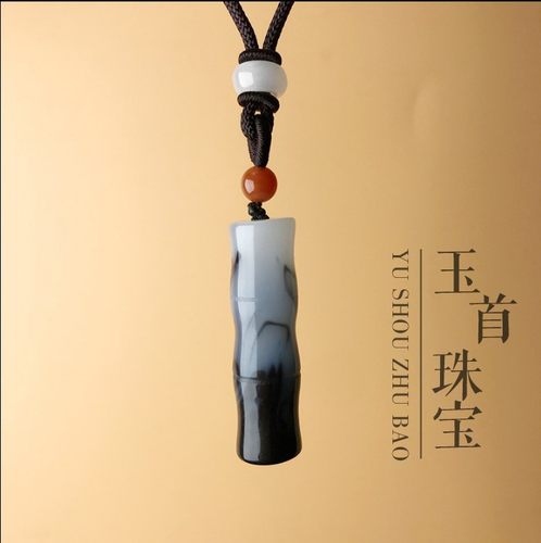 和田色玉竹子小玉吊坠节节高玉坠青花玉竹节玉石竹平安玉挂坠挂件