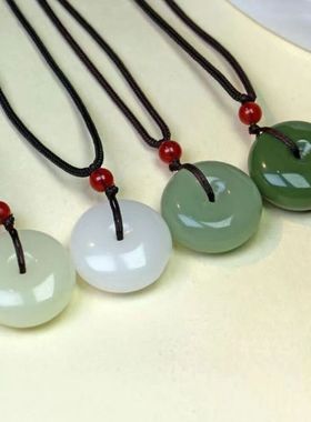 新款平安扣吊坠情侣挂件饰品项链男女款毛衣链多色时尚百搭