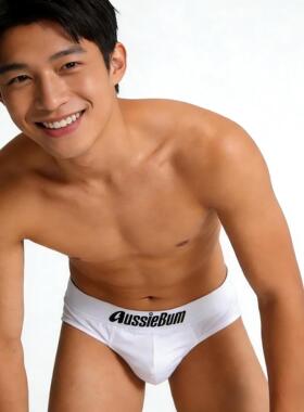 aussiebum潮男士青年学生低腰U凸牛奶丝性感纯色运动彩虹三角内裤