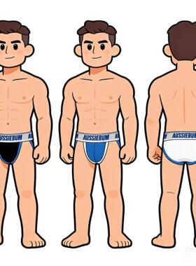 aussiebum男士低腰网孔高开叉青年学生运动纯色性感透气三角内裤