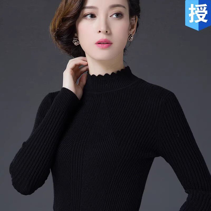 秋冬季新款高端加厚打底保暖毛衣女纯色套头半高领修身针织羊毛衫