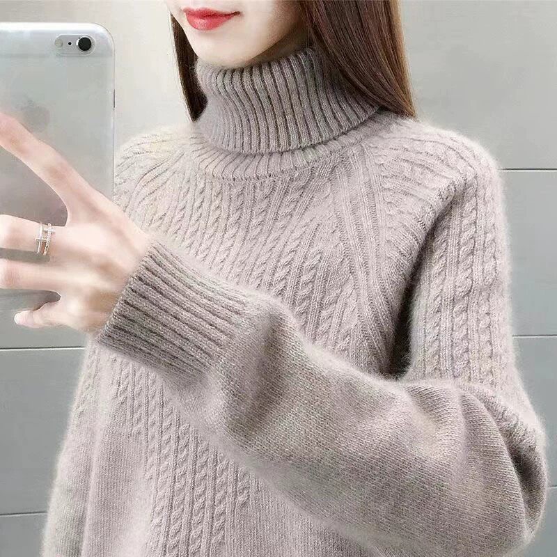 新款内搭女加厚高领高档毛衣女宽松显瘦纯色秋冬打底衫潮秋季洋气
