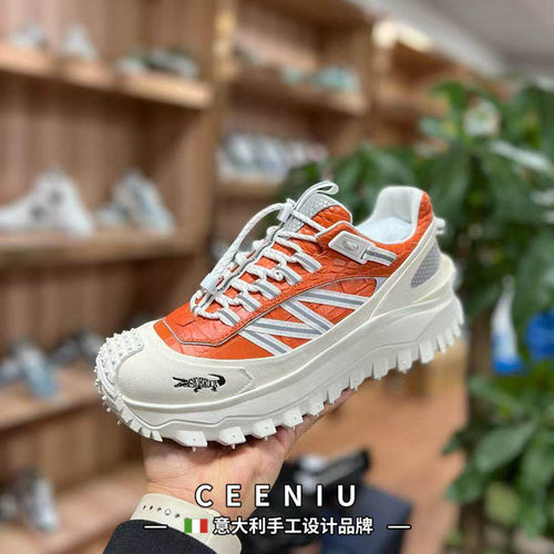 CEENIU意大利进口鳄鱼皮男鞋新款厚底耐磨防滑欧美时尚潮流真皮鞋
