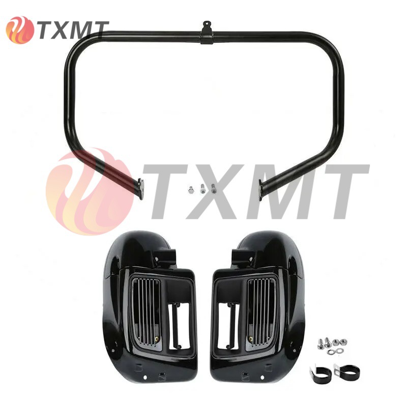 适用哈雷大道双灯公路滑翔 路王14-23年改装水冷护腿护罩保险杠