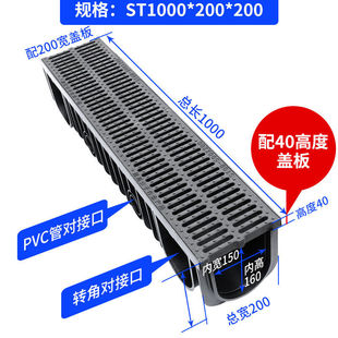 线性成品U型排水沟PE沟槽排水地沟盖板塑料水槽不锈钢缝隙式 沟槽A