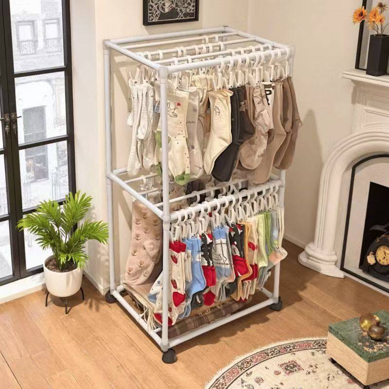 多功能晾晒架宝宝婴儿口水巾阳台袜子收纳神器落地架子可移动衣架,收纳整理,袜子架,淘宝优惠券,粉丝福利购,淘宝优惠卷