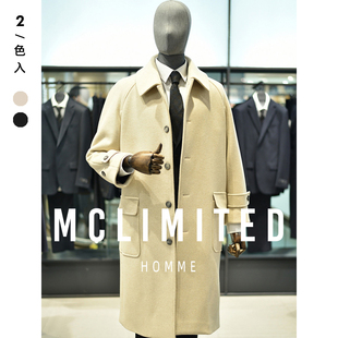 韓單 / 10%羊絨 高效夾棉保暖內膽 男士雙面手縫羊毛大衣8026