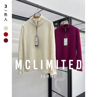 韓單 / 羊毛紗線 防風保暖內裡 女士高爾夫立領休閒毛衣外套 8022