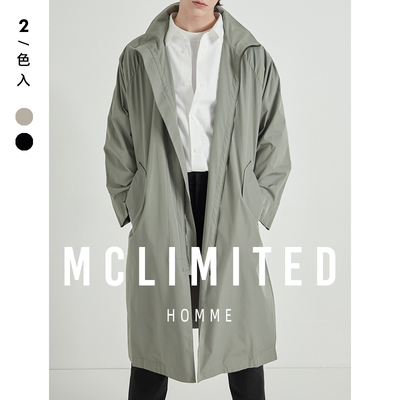 搭扣背带拉链男士风衣休闲长款