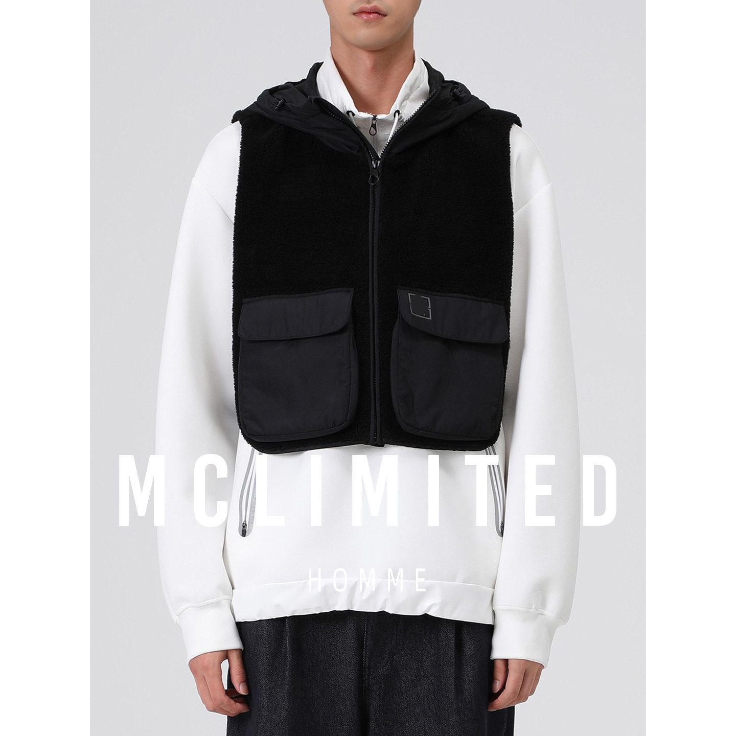 Mclimited-8002 进口高档绒布 个性时尚男女情侣款多口袋棉马甲