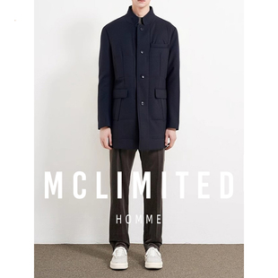 Mclimited-8058 商務男士中長加厚保暖修身棉服 進口羊毛混紡面料