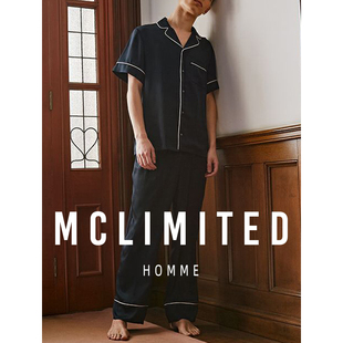 短袖 睡衣两件套装 绸面家居服 McLimited 高级夏季 男士 净版 8003