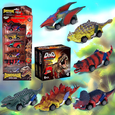 跨境仿真恐龙回力惯性玩具车儿童男孩益智霸王龙配件动物模型地摊
