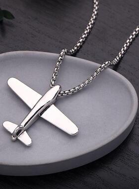 韩版蹦迪项链男 ins潮男个性飞机吊坠情侣项链女送礼物嘻哈毛衣链