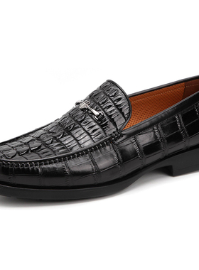 意大利进口沙驰男鞋2025新款鳄鱼皮商务休闲鞋真皮皮鞋ISXT5B2390