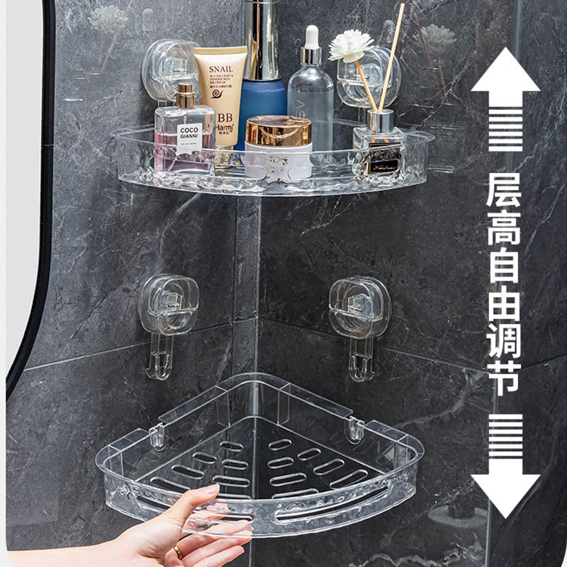 浴室吸盘打孔三角置物架