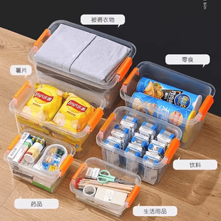 透明收纳箱家用玩具收纳盒衣服杂物整理储物箱手提塑料药箱盒子