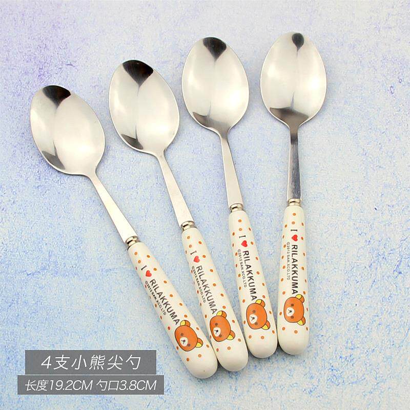 不锈钢陶瓷亲子家用可爱汤匙