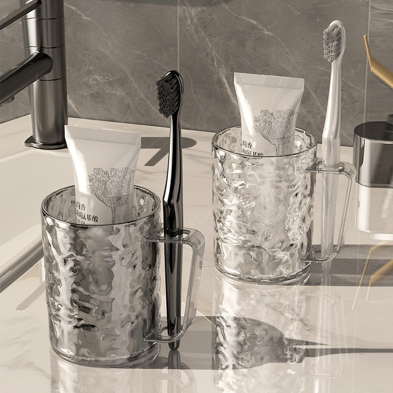北欧风冰川纹漱口杯透明牙刷杯轻