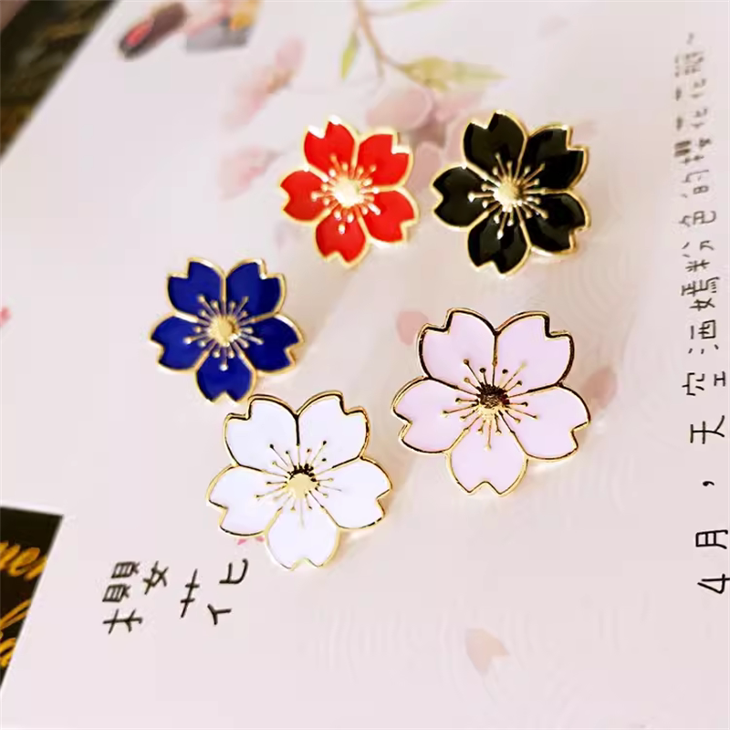 日本原宿金属徽章樱花图案胸针
