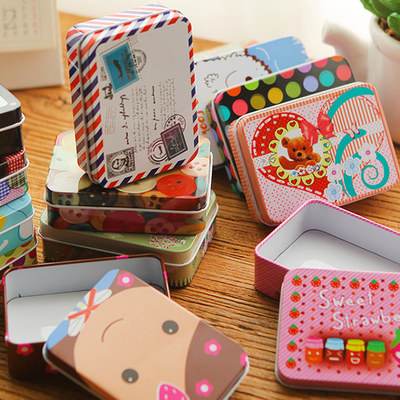 铁盒子收纳盒长方形韩国可爱小清新创意卡片迷你马口铁小号盒子