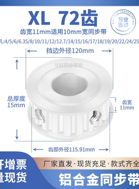 同步带轮XL72齿宽11内孔10 12 14 15 16 17 192230传动皮带同步轮