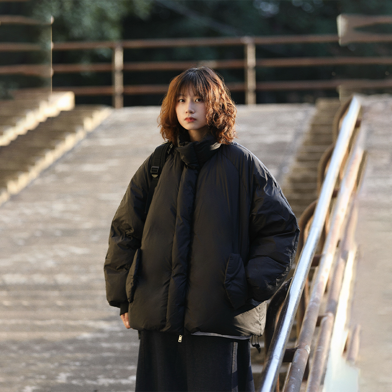 阿于呆冬季立领90白鸭绒羽绒服