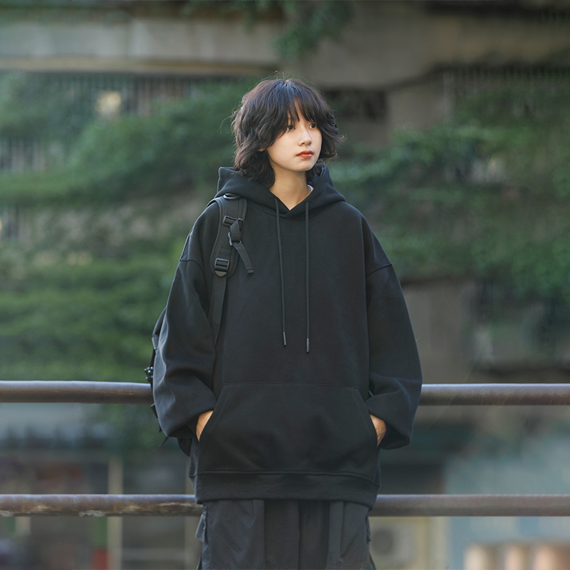 纯色阿于呆复古套头卫衣