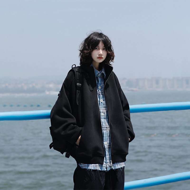 阿于呆日系复古开衫卫衣