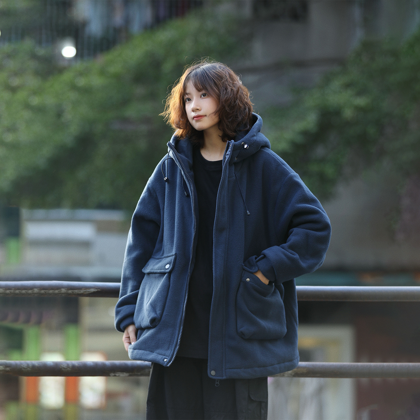 阿于呆冬季加厚摇粒绒工装夹克