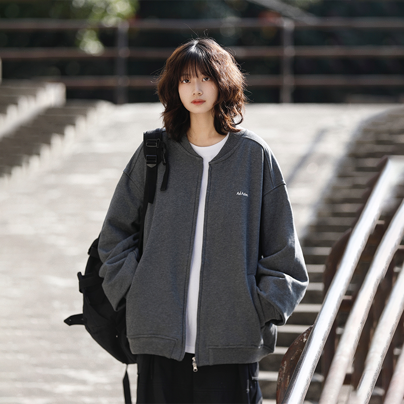 阿于呆日系简约cleanfit开衫卫衣