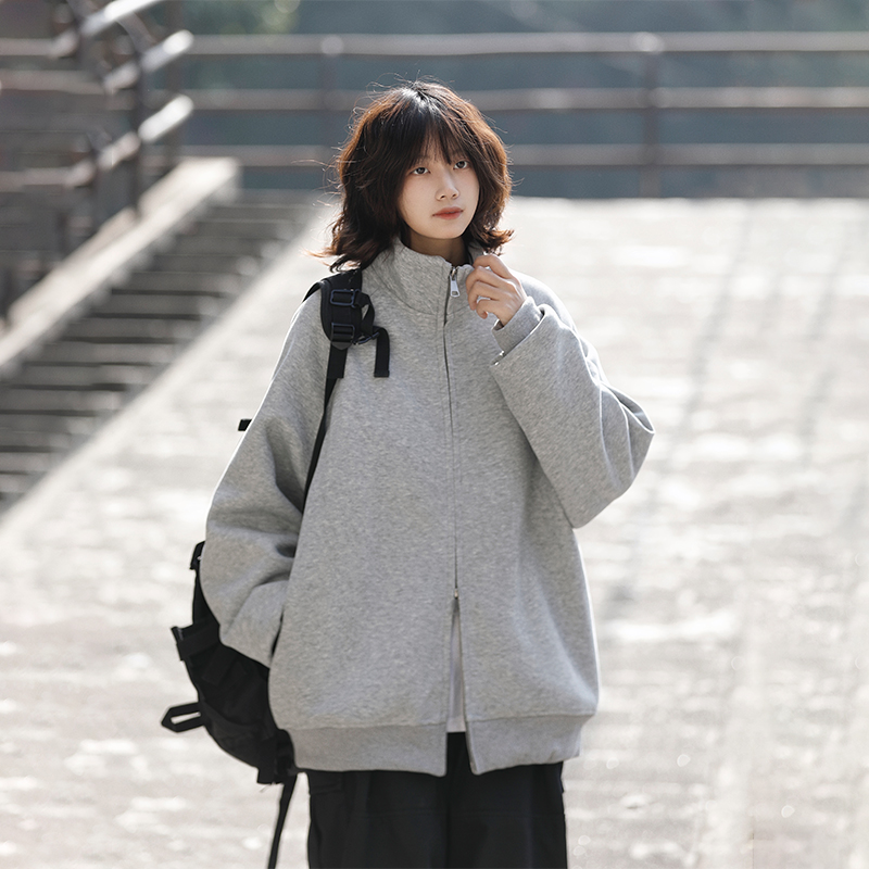 阿于呆400g重磅立领开衫卫衣