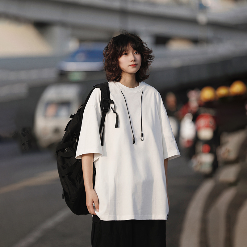 阿于呆短袖日系复古青年挂绳T恤