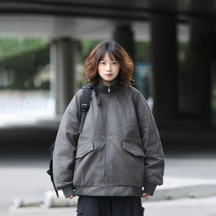 阿于呆美式复古90白鸭绒工装羽绒服男冬季加厚保暖飞行夹克外套女