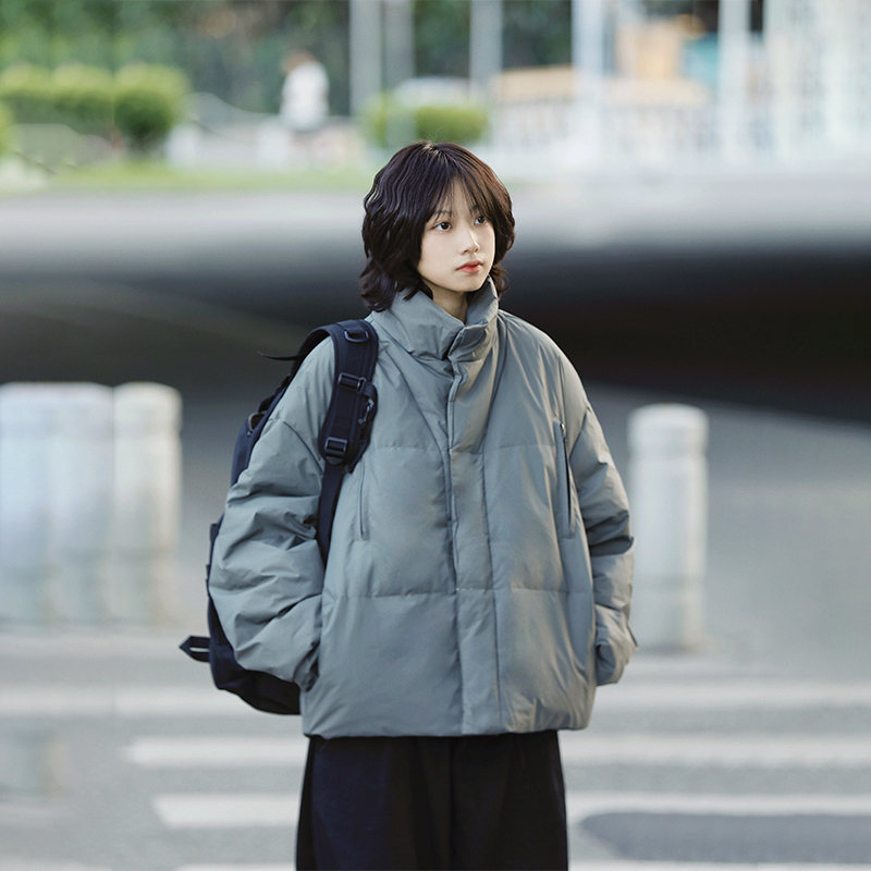 阿于呆复古立领户外保暖羽绒服
